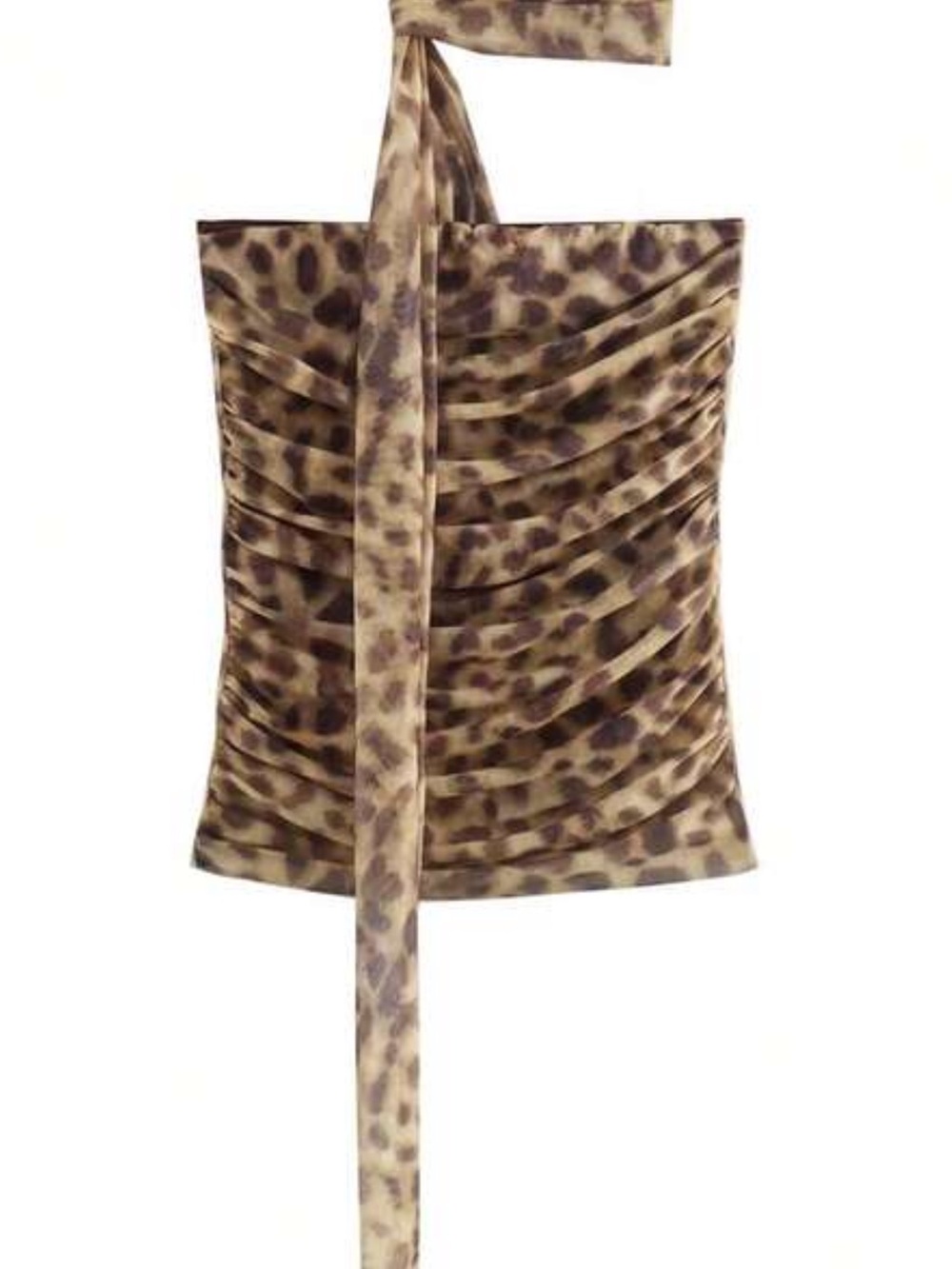 Zara Leopard-Print Halter Camisole in Brown and Tan
